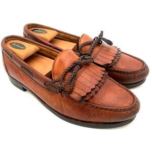 ALLEN EDMONDS Woodstock Walnut Brown Kiltie Tassel Loafers Mens 9 D Made in USA